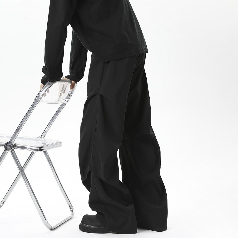 Drape Trousers Men's Spring and Summer Trendy Brand Loose and Versatile Pleated Paratrooper Casual Trousers High-end Black Wide-leg