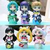 Figura de Anime Sailor Moon Conjunto de 6 Peças Versão Q PVC Modelo Colecionável Boneca Topper de Bolo para Decoração de Casa e Presente de Aniversário para Fãs