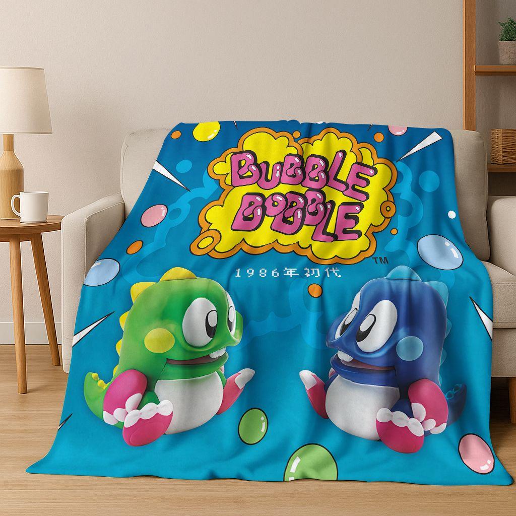 3D Retro Game Bubble Bobble Cartoon Flanellen Deken, Gezellige Zachte Plaid voor Huis Slaapkamer Bed Bank Picknickhoes Cadeau Kinderen