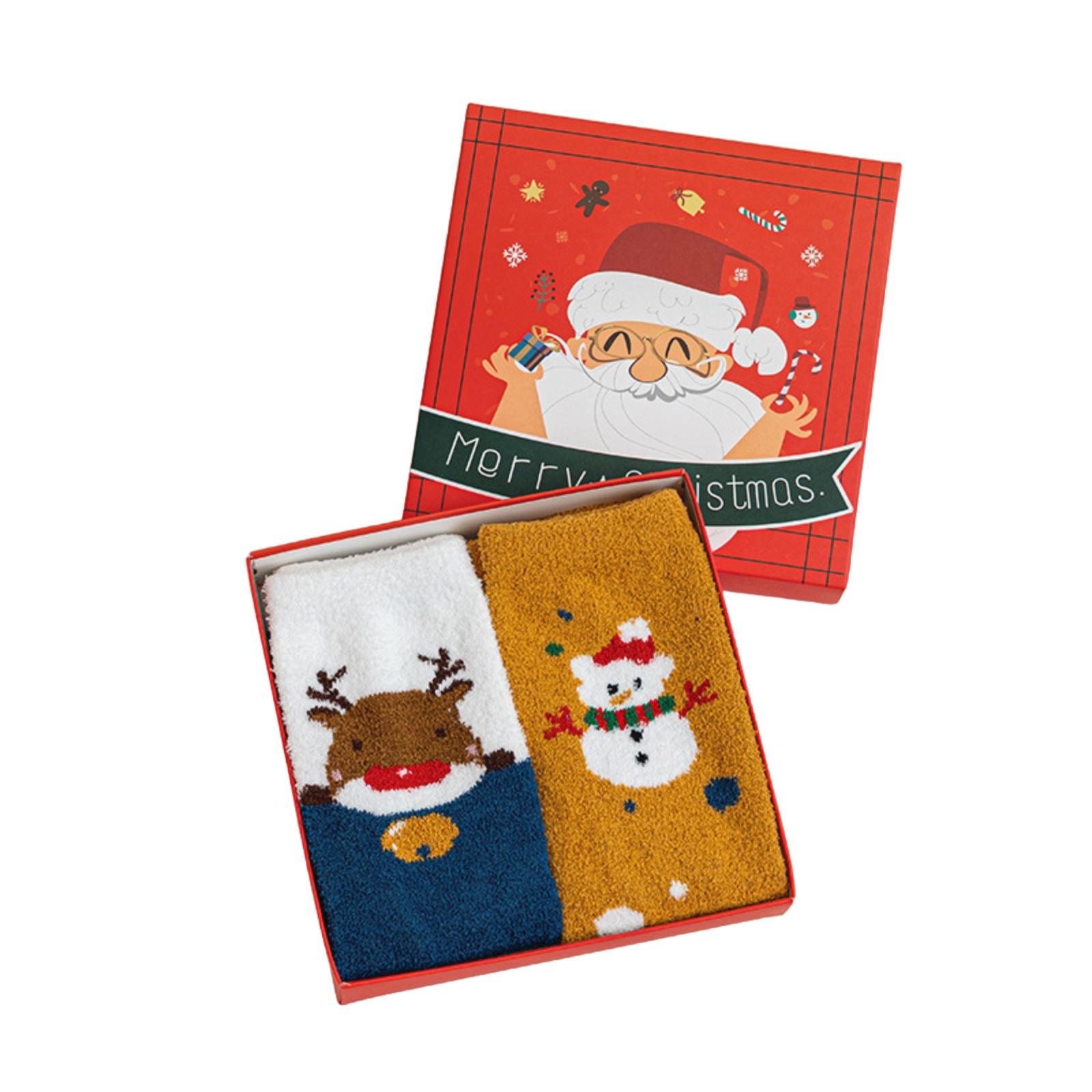

1 Box Of 2 Pairs Of Christmas Stockings, Double-Sided Fleece, Warm And Thick, Winter Home And Sleep Stockings, Christmas Gift. One Size