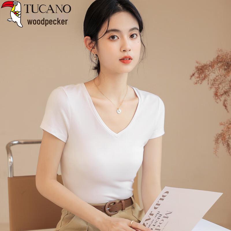 Woodpecker Women s V-Neck Short Sleeve T-Shirt 2XL