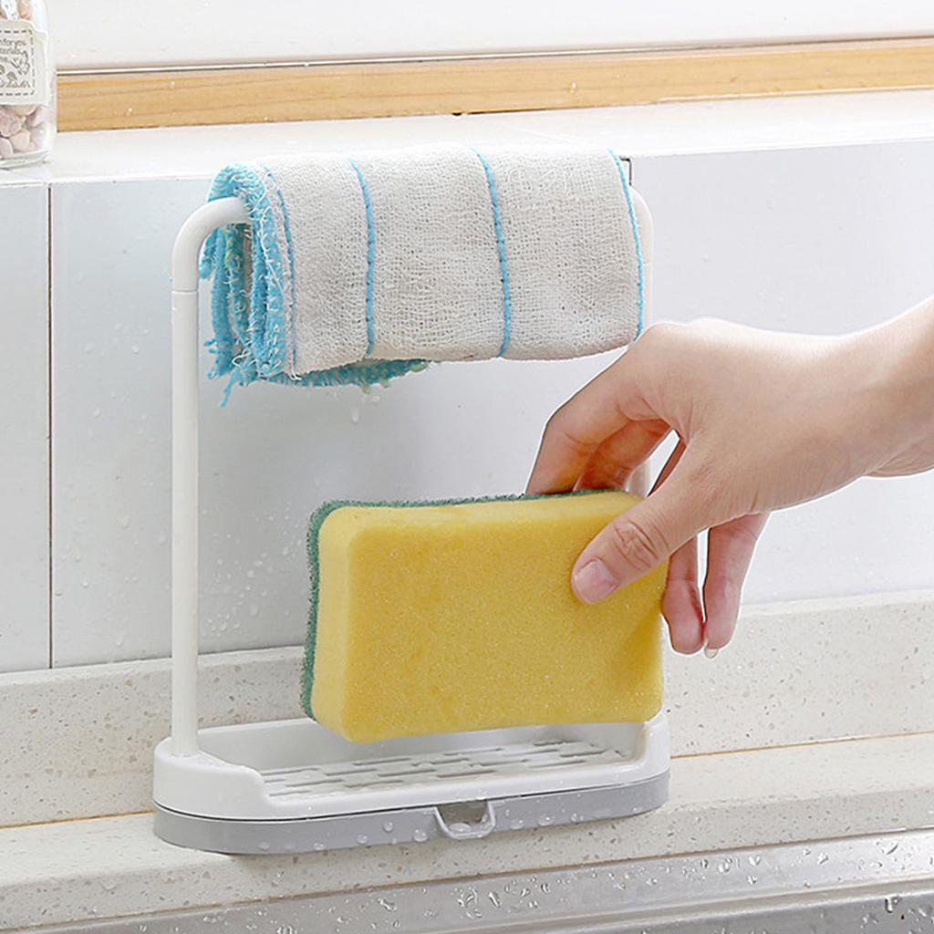 Küchenspüle Schwammhalter Mehrzweck Küchenlappenständer Schwammhalter mit Spültuch-Trockenständer für Küchenarbeitsplatte