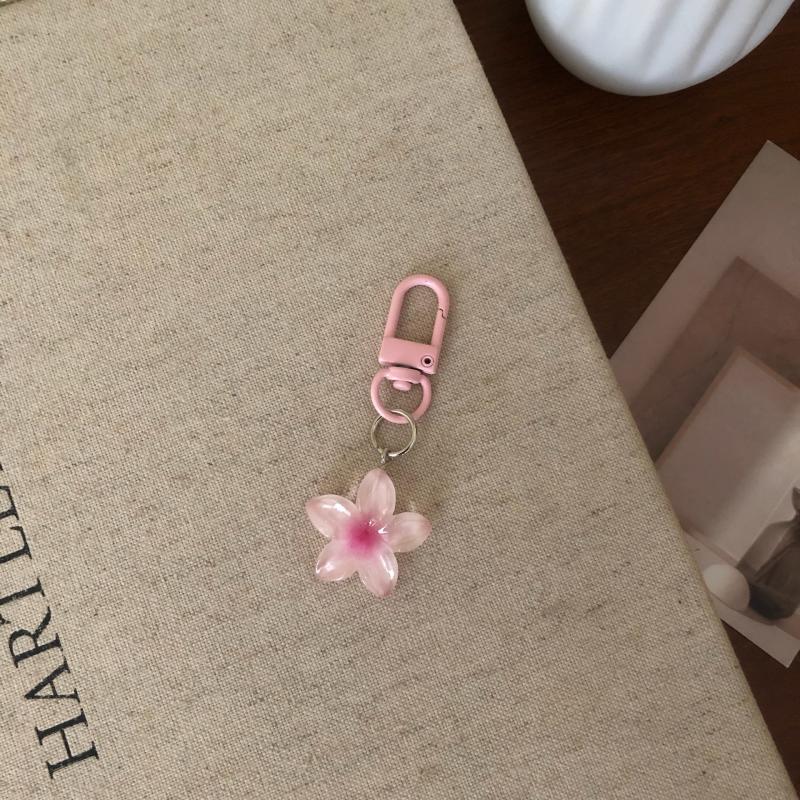 Transparent Floral Keychain Cute Aesthetic Multi-Purpose Key Holder Bag Earphone Case Charm Accessories for Women Girls