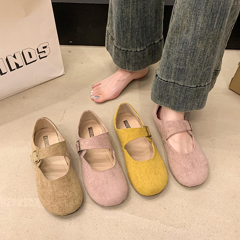 Fashion Autumn 2025 Barefoot Cow Suede Ballerina Zero Drop Flat Soft Bottom Wide Toe Flat Shoes