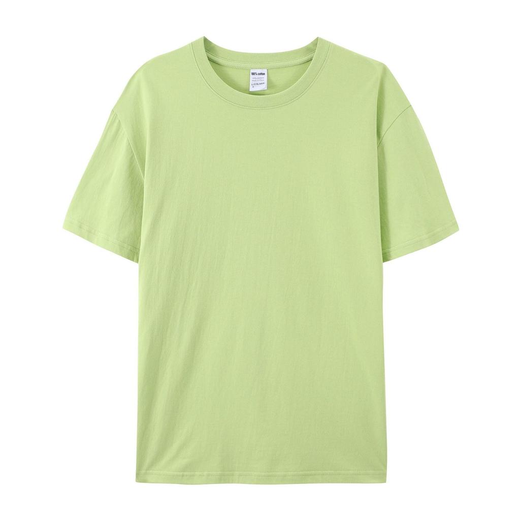 Unisex 180g Combed Cotton Crew Neck T-Shirt: Loose Fit, Solid Color, Short Sleeve, Print-Ready.