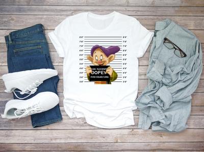 Mugshot Dopey 7 Dwarfs Funny Short Sleeve Men T-shirt A789