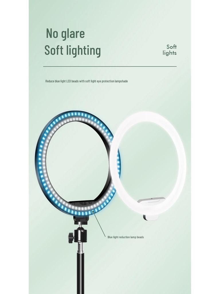 Multi-Functional Floor Tripod Phone Holder with Ring Light for Live Broadcast & Photography