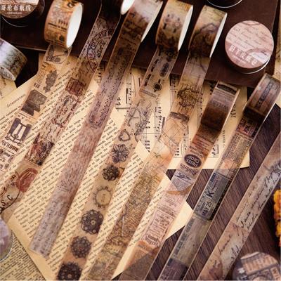 18.5mm*2m Retro Washi Tapes for Junk Journal DIY Scrapbooking Creative Stationery Decor Diary Marking Adhesive Tapes