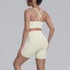 Double-sided Brocade Back Cross Tight Breathable Yoga Suit Sports Running Fitness Two-piece Set For Women