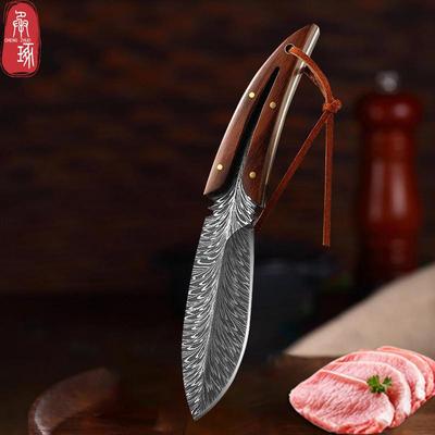 Edelstahl Palisander Griff Gefiedert Damast Messer Outdoor Camping Messer Tasche Utility Messer