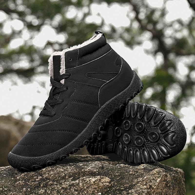 Zimní severovýchodní sametové teplé vysoké bavlněné boty lehké velké velikosti sněhule se silnou podrážkou protiskluzové vysoké bavlněné boty pánské