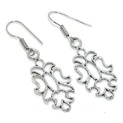 Natural Nepali Bali Look Handmade 925 Sterling Silver Gift Earring 2.17" o9N52