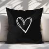 Pc Black White Heart Pattern Pillow Cover Decorative Cushion Case for Sofa Bed