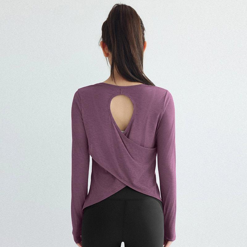 Women S Long Sleeve Yoga Sports Set Loose Fit Workout Top For Pilates Running