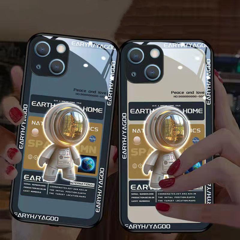 Parlak Telefon Kılıfı Sevimli Astronot Süper Havalı Telefon Kılıfı Apple Telefonlar İçin Uygundur