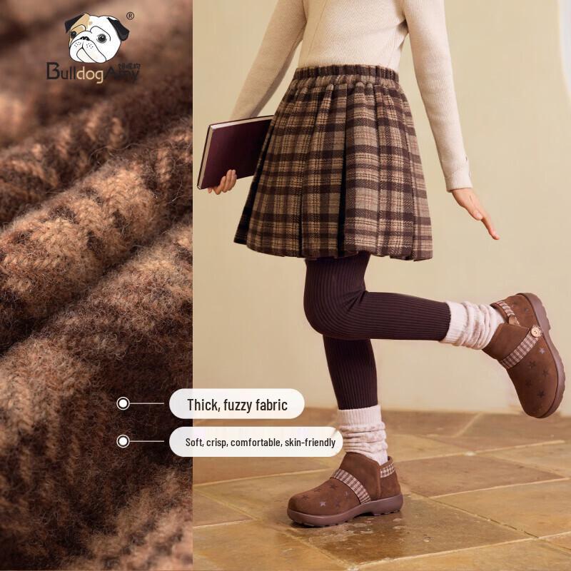 Girls' Warm Plaid Woolen A-Line Mini Skirt