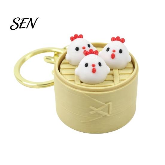 Unique Small Gifts for Friends 3D Printed Mini Animal Steamer Bun Keychain, Clicker Fidget Toy, Simulated Chinese Sensory Toys Anxiety Dim Sum