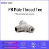 White Nickel-Plated PB10-04 Three-Way Quick Connect Pneumatic Fitting for Air Compressor