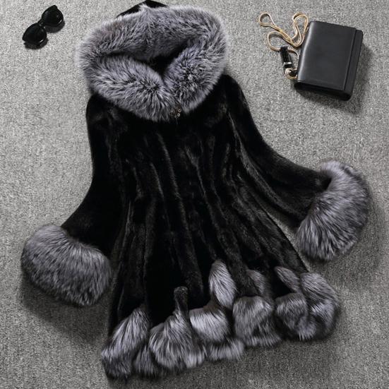 Fuskpälsjacka med huva för kvinnor, långärmad, öppen framsida, fleecejacka, vintervarm, luddig kant, fluffigt ytterplagg