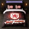 Set Biancheria da Letto Personalizzato Middlesbrough FC con Nome Testo 1 Copripiumino + 2 Federe Logo Calcio Regalo Personalizzato per Occasioni Speciali Decorazione Camera da Letto