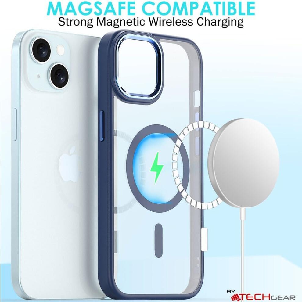iPhone 15 Tough Case [Magnetic Fusion] Premium Tough Rugged Protective Case Slim Heavy Duty Protection with Clear Back Compatible with MagSafe