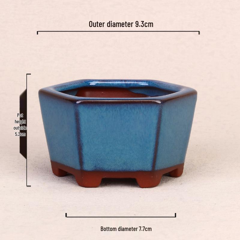 Ceramic Miniature Hand-Shaped Purple Clay Succulent Pot with Blue Glaze - Small Flower Pot for Balcony Seedlings