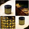 Solar Powered Outdoor Decorative Lantern for Garden Patio Yard Balcony Waterproof Metal Patterned Ambient Lighting