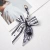 Silk Scarf Keychain with Horseshoe Buckle and Ribbon Bow for Bags and Cars