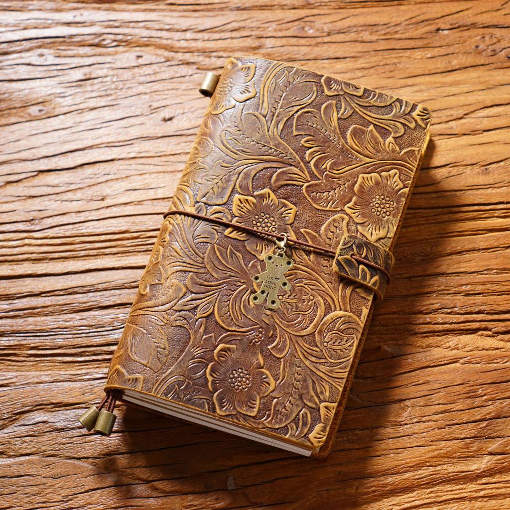 2026 Retro Carved Cowhide Travel Notepad Handmade Notebook Stationery Handbook Creative Diary