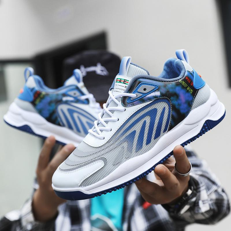 

Осенние новые мужские спортивные туфли для отдыха с сеткой, мужская трендовая студенческая мужская обувь на шнуровке 44 синий