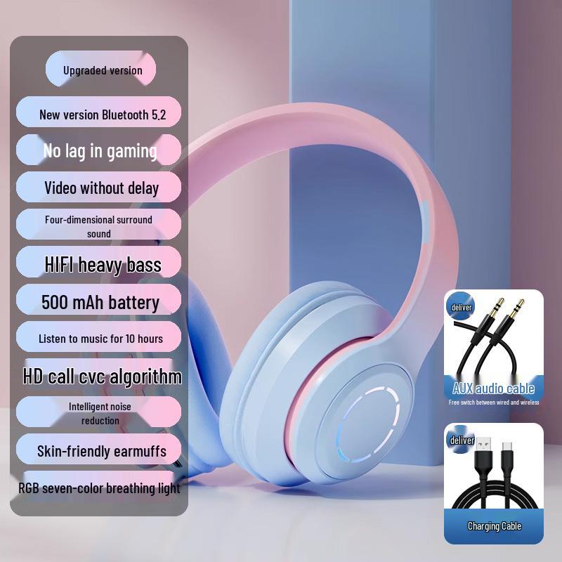 Wireless Over-Ear Bluetooth Headphones with Large Earcups, Noise-Canceling for Women - Ideal for Music and Sports