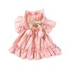 Spring Summer Dog Tulip Pleated Dress Teddy Dress Princess Style Lady Cat Two Feet Pet Dress