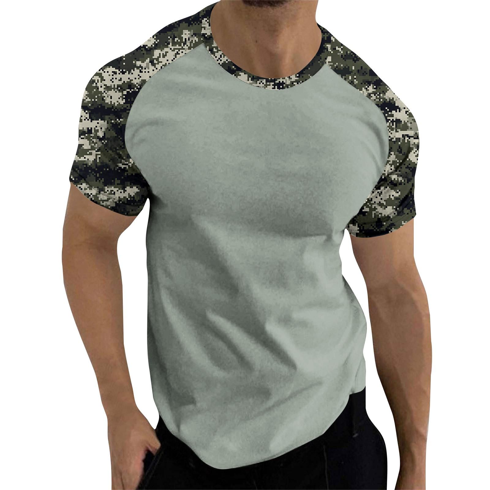 

Camouflage Style Printed Raglan Sleeves Men s Short Sleeved Top XL