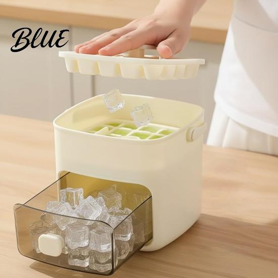 Efficient Ice Making System 48 Cube Maker with Easy Push Release Lid Bin Tray Built-in Storage Box for Whiskey Cocktails Coffee Beverages Freezer