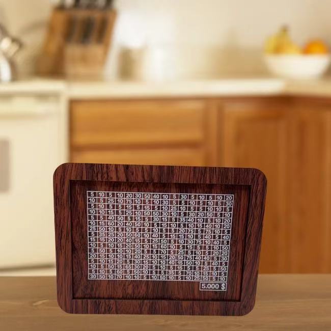 Salvadanaio da 1000/3000/5000/10000 Euro Salvadanaio in legno riutilizzabile con obiettivo di risparmio e scatola numerica Decorazione per la casa