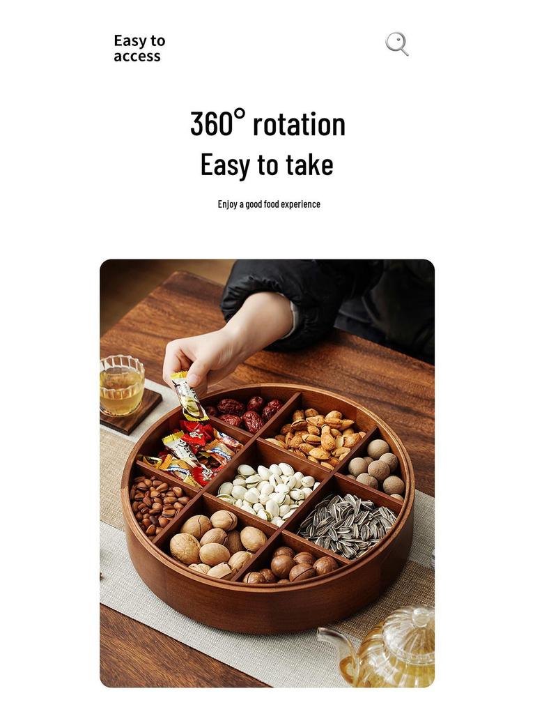 Wedding Dried Fruit Plate - Elegant Nine-Grid Glass Snack Box for Living Room