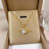 **Lively Women's Necklace: Titanium Steel & Gold-Plated Copper Clavicle Chain**