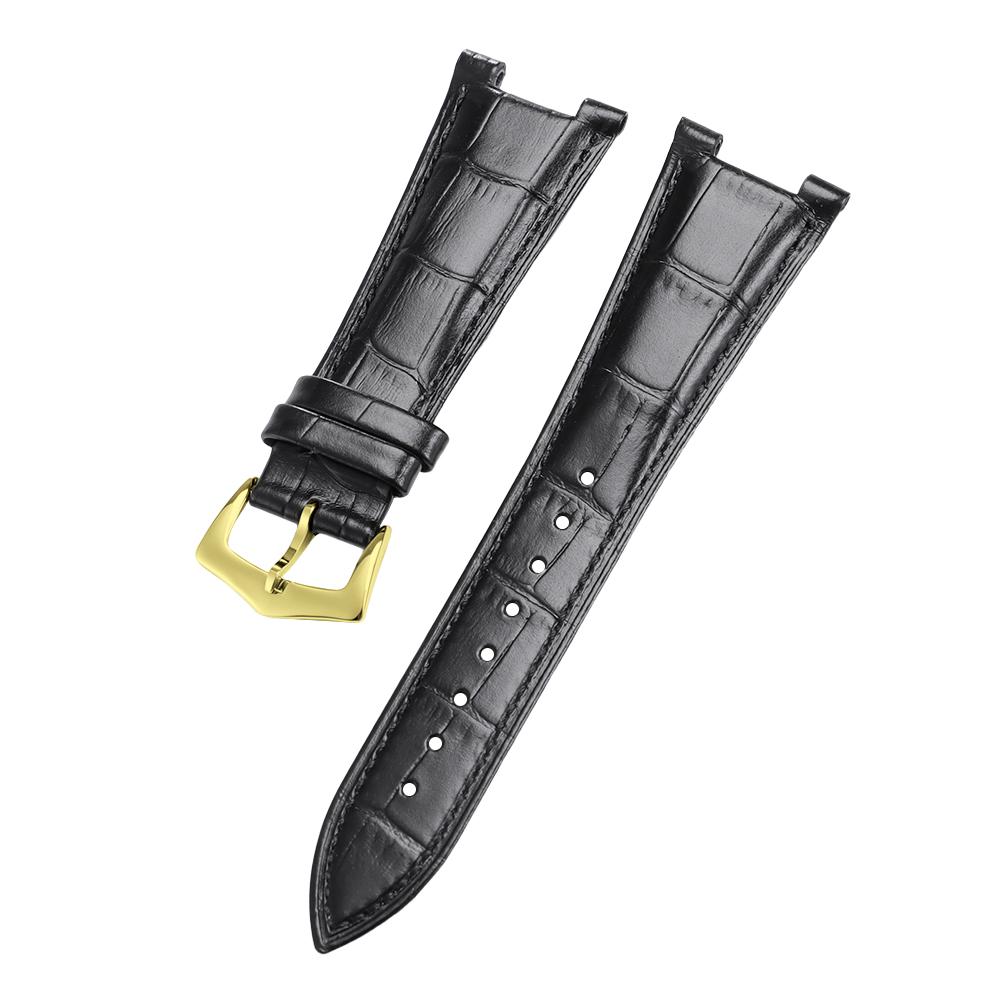 25*13mm Genuine Leather Watch Strap for Patek Philippe Nautilus 5711/5712 Bamboo Pattern Cowhide Watch Band Gold Buckle Bracelet