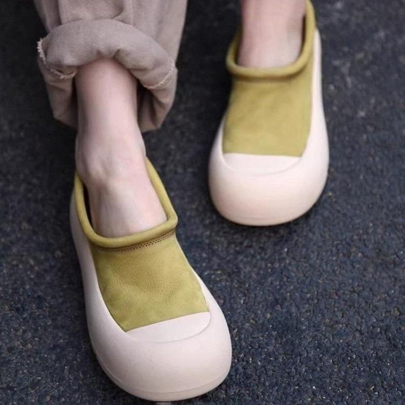 Niche design 2025 new retro platform round head spring and summer sports shoes casual single shoes ugly cute shoes women's shoes