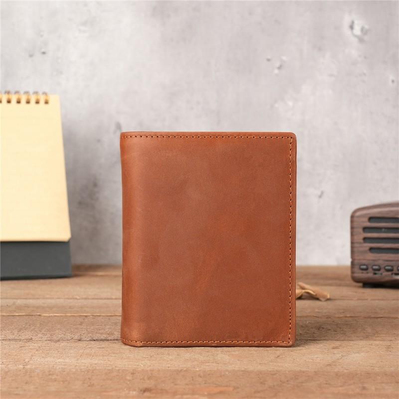 

53030 Factory-direct Sales Men s Crazy Horse Leather Genuine Wallet Short Two-fold Top Layer Cowhide Card Bag 11x9x2cm