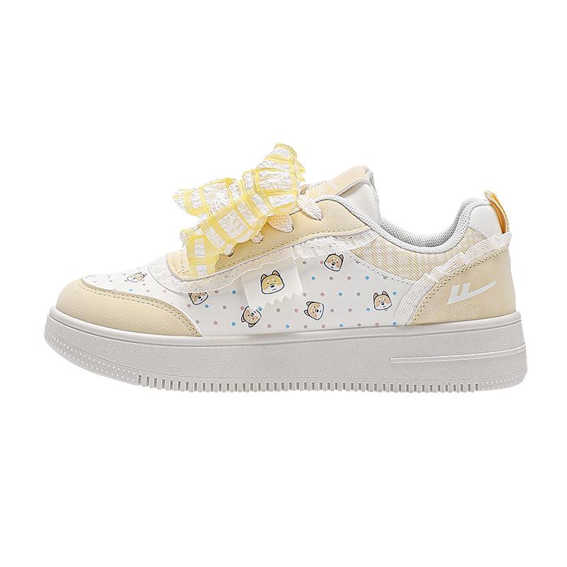 Sky Blue Cute Thick Baseplate Shoes Bow Straps Low Top Autumn Women's Shoes Comfortable Bear Student Shoes