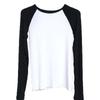 T-shirt Raglan Slim-Fit Chic Retrò di Hong Kong: Top a Maniche Lunghe Bianco e Nero da Donna
