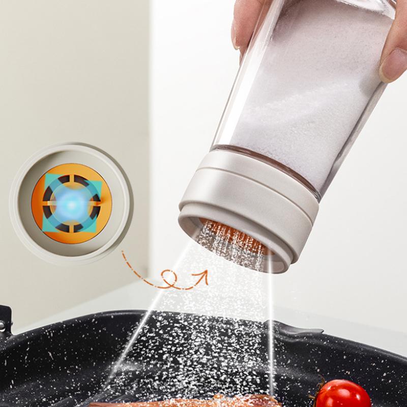 Salt Dispenser No Need Press Salt Tank Glass Sugar Bottle Shaker Canister Kitchen Seasoning Box Moisture-Proof Salt Container