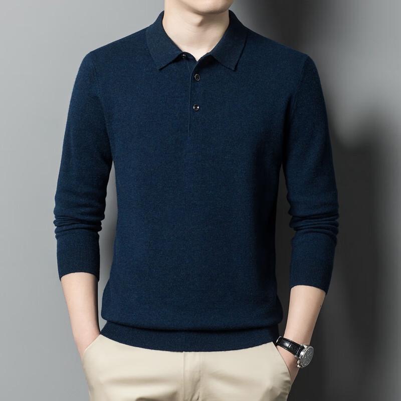 Men's 100% Merino Wool Pullover Polo Sweater