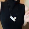 Brushed water drop love pendant, pull-out necklace, simple and high-end sweater chain, niche cold wind necklace jewelry