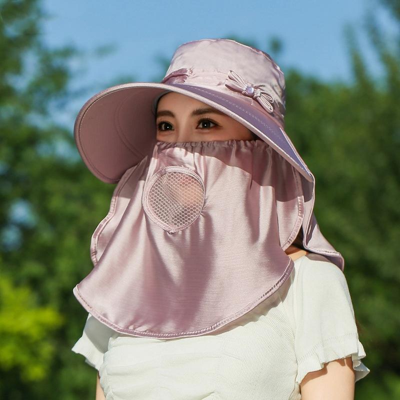 Wide Brim Sunshade Sun Hat Breathable Face Cover Women Picking Tea Hat Summer Outdoor Lightweight Uv Protection Neck Flap Hat