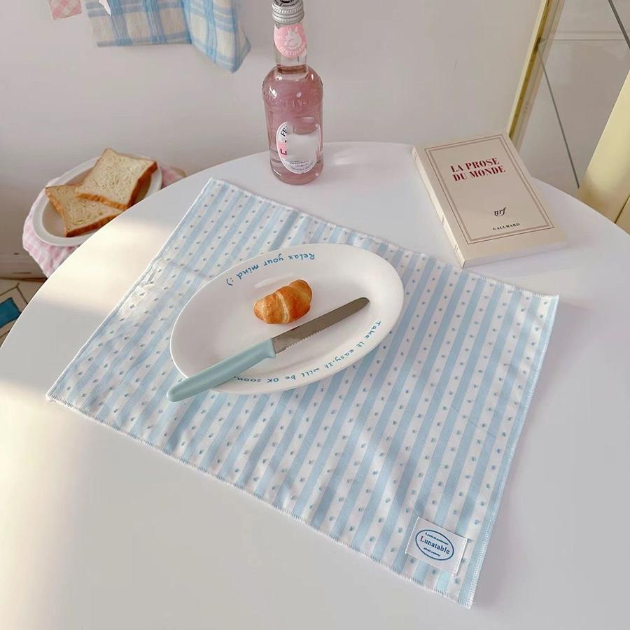 Korean Retro Blue Plaid Tablecloth Placemats Table Mat Food Posing Background Cloth Insulation Pad Home Decoration Accessories