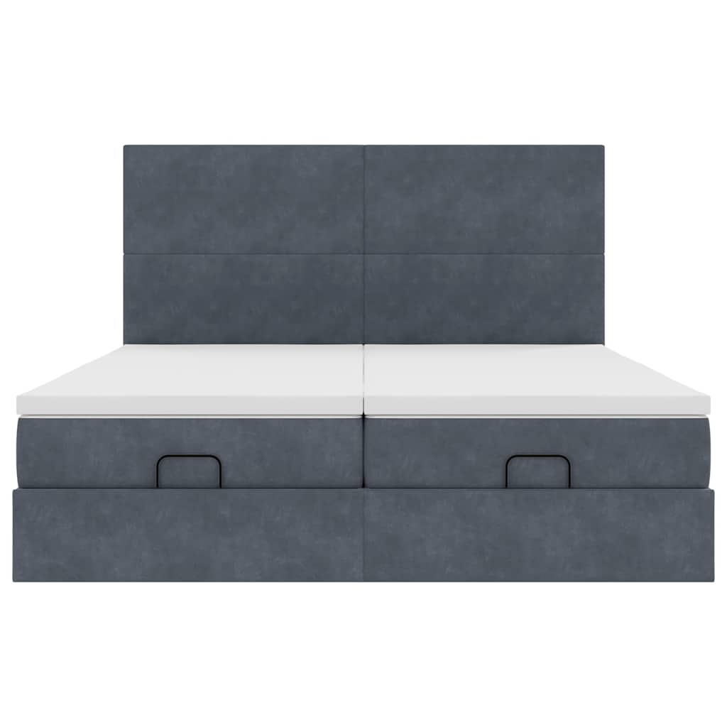 Enjoy a Restful Night S Sleep with This Ottoman Bed with Mattresses In Dark Gray 180 X 200 Cm Velvet Fabric
