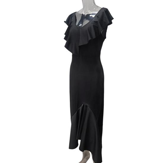 Vysoký pas Pás Těsný Nepravidelný Vysoký Nízký lem Dámské šaty Elegantní Maxi šaty s volánkovým límečkem mimo ramena Dámské oblečení