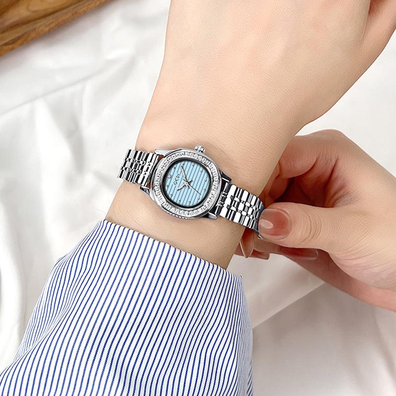 Fashion Women'S Diamond-Encrusted Quartz Steel Belt Watch Light Luxury High-End Sense Versatile Temperament Waterproof Watch